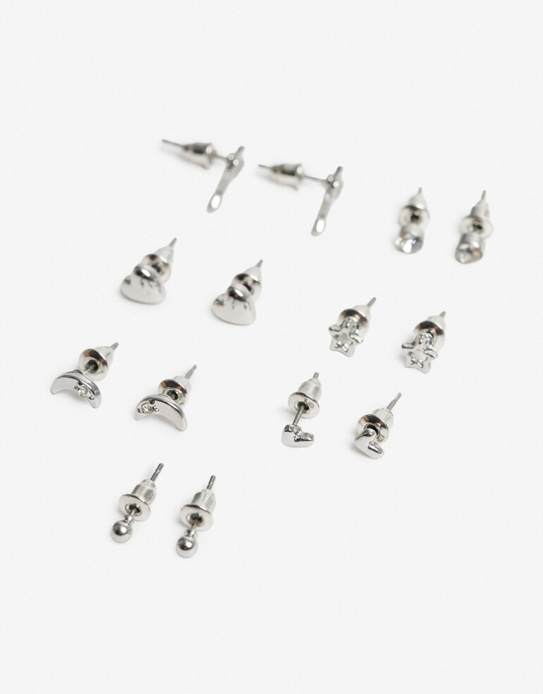 Aros Sets Metal Set De Aros Pasantes - Plateado Rodio