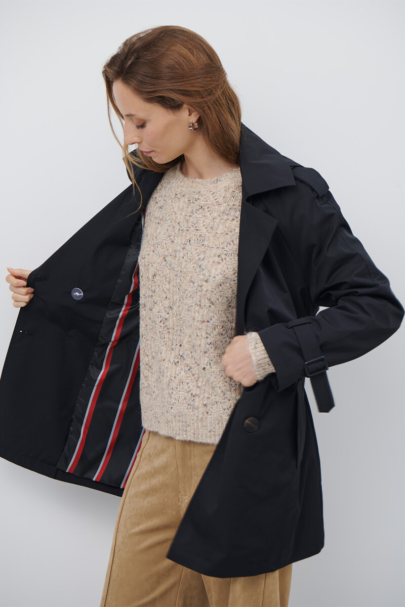 TRENCH CAPUCHA MIDI NEGRO