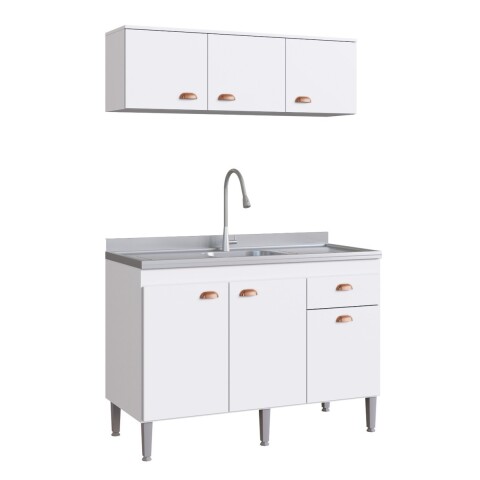 Conjunto Bajo Mesada + Aéreo De Cocina Sin Pileta Inox Blanco Conjunto Bajo Mesada + Aéreo De Cocina Sin Pileta Inox Blanco