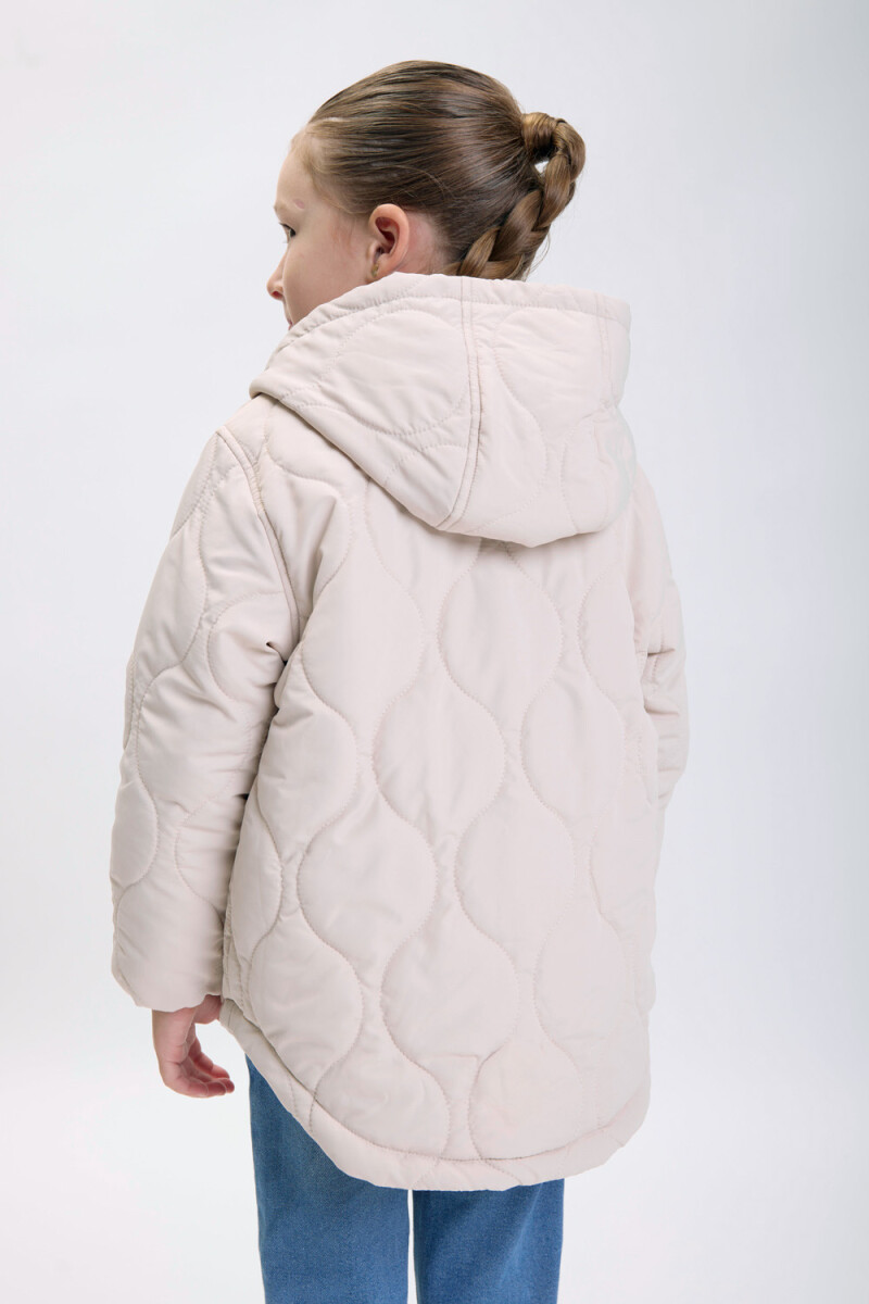 Campera capitoneada capucha Beige