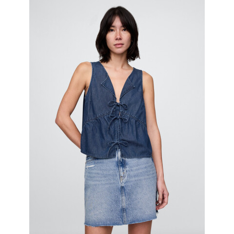 SL TIE FRONT VEST - MED PAUL MEDIUM WASH