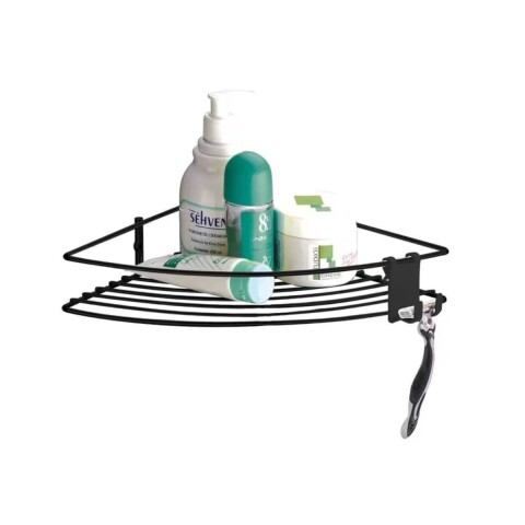 ESQUINERO CON GANCHO NEGRO MATE Esquinero Con Gancho Negro Mate