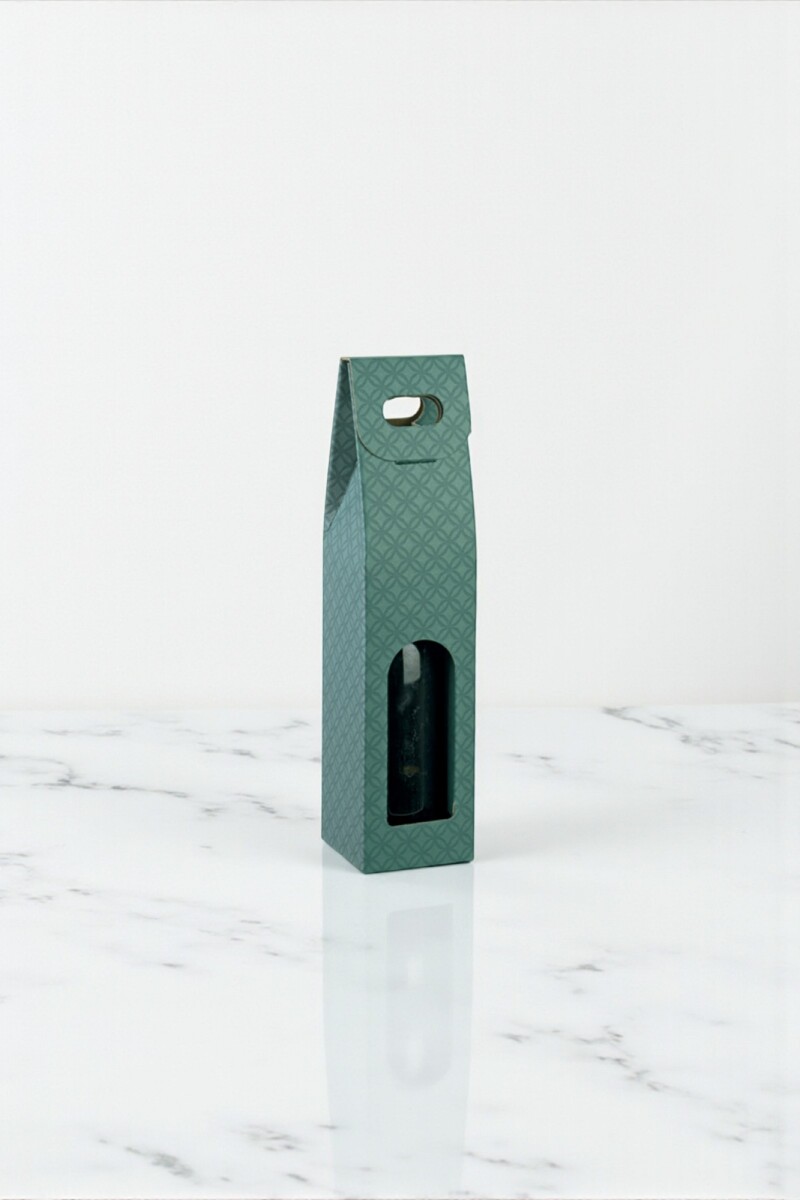 Caja c/ventana 1 botella 9x9x38,5 - 36751 - MATELASSE EUCALIPTO 