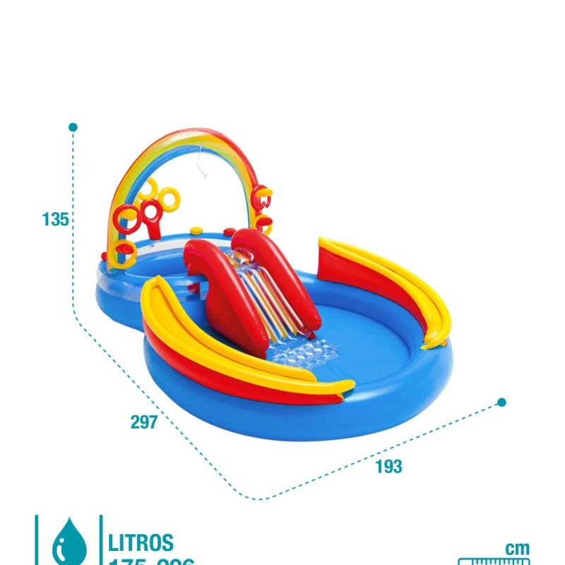 INTEX PISCINA CENTRO DE JUEGO INFLABLE ARCOIRIS 297 X 193 X 135 CMS 428 LITROS Intex Piscina Centro De Juego Inflable Arcoiris 297 X 193 X 135 Cms 428 Litros