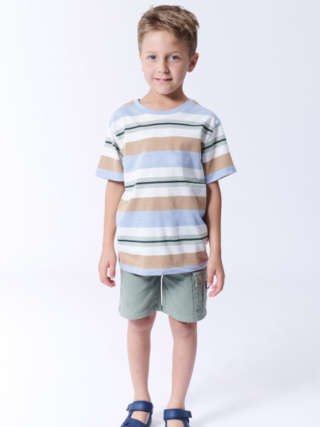 Remera slub rayas Multicolor Blanco