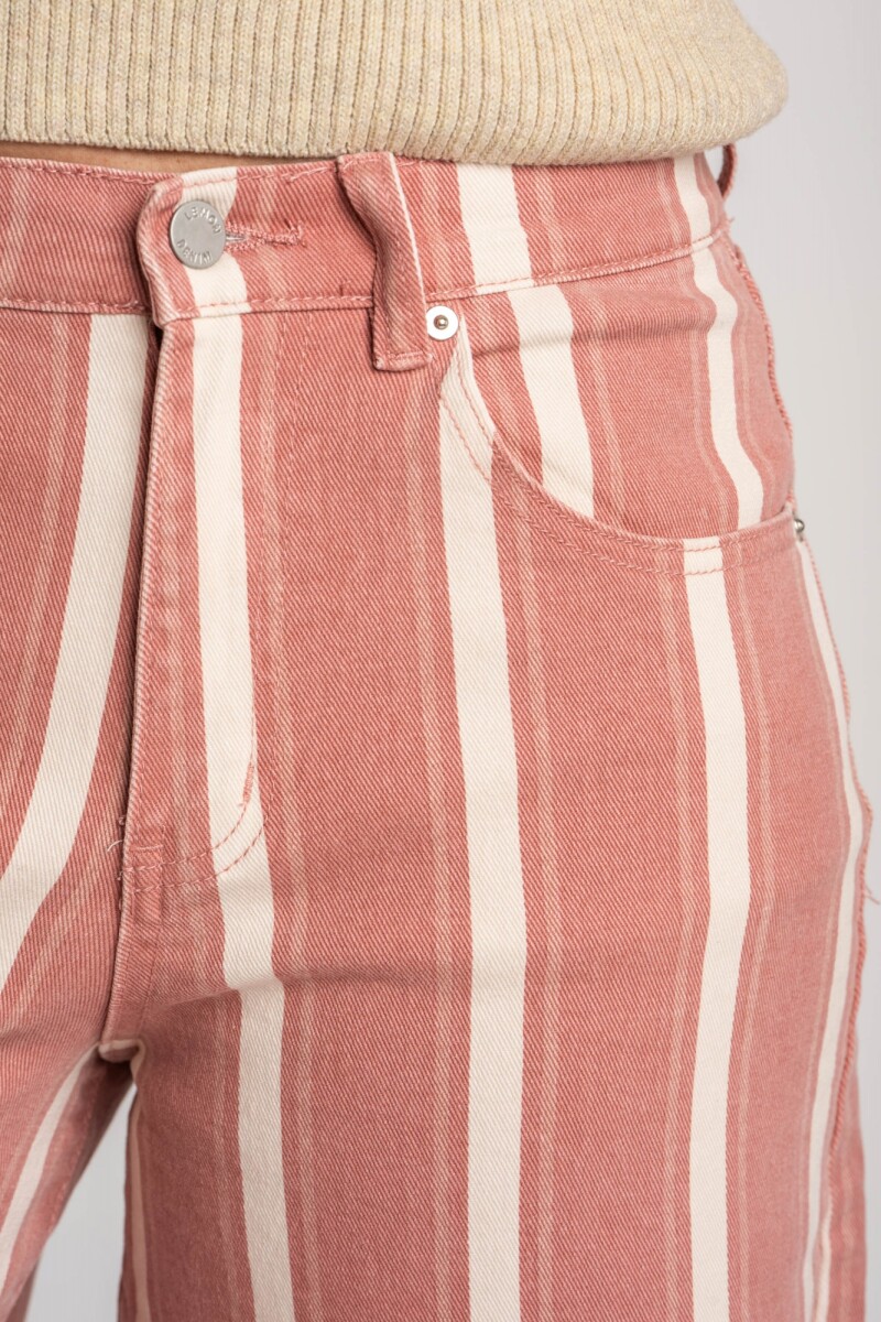 Jean Wide Leg Rayado Rojo