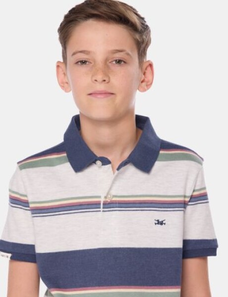 REMERA POLO RAYADA DE ALGODÓN Gris
