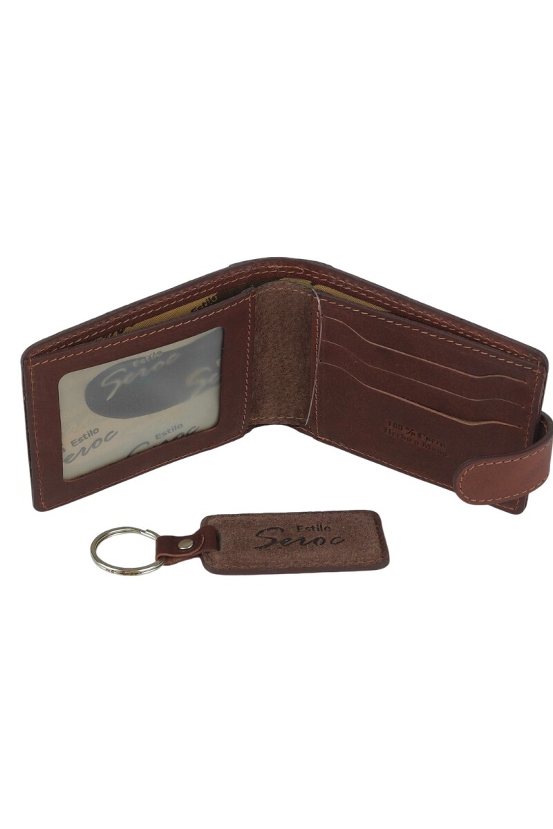 Set de billetra y llavero Marron