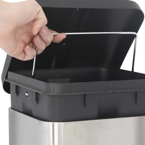 TARRO RESIDUOS CUADRADO ACERO INOXIDABLE 12 LT 30X24X40 CM JASPE PLATA