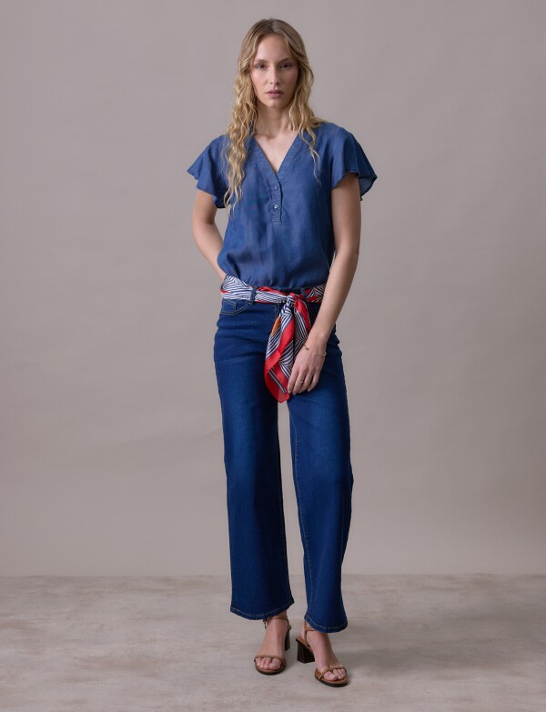 Blusa Lyocell Mga Volados JEAN