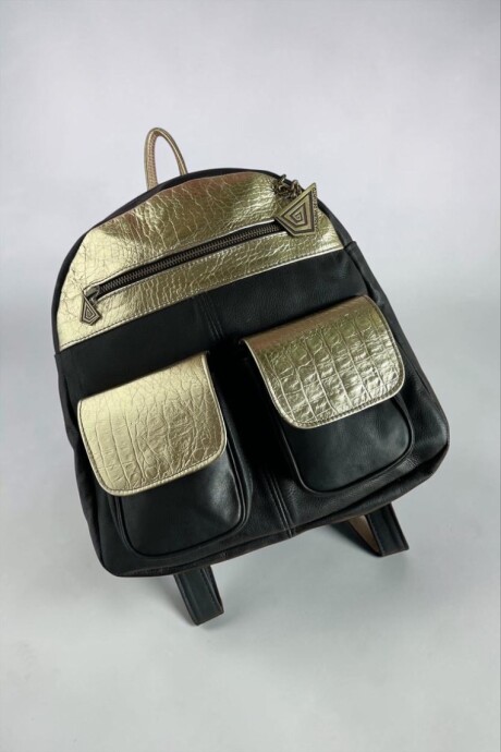 Mochila Jimena Negra Y Dorada Mochila Jimena Negra Y Dorada