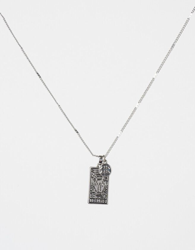 Cadena Corta con Dije De zodíaco Cadena Con Dije De Zodíaco Acuario - Plateado