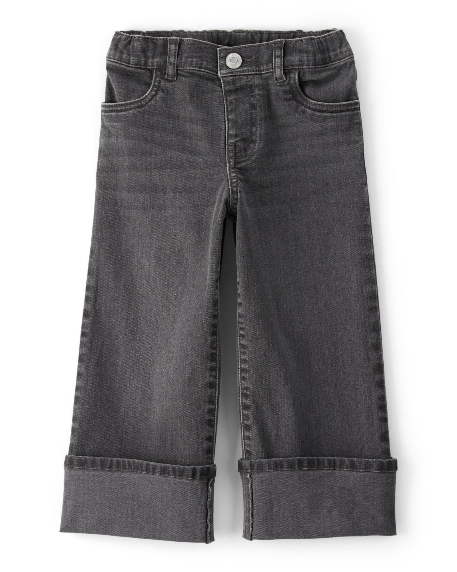 Pantalón jean de pierna ancha y dobladillo Pantalón jean de pierna ancha y dobladillo