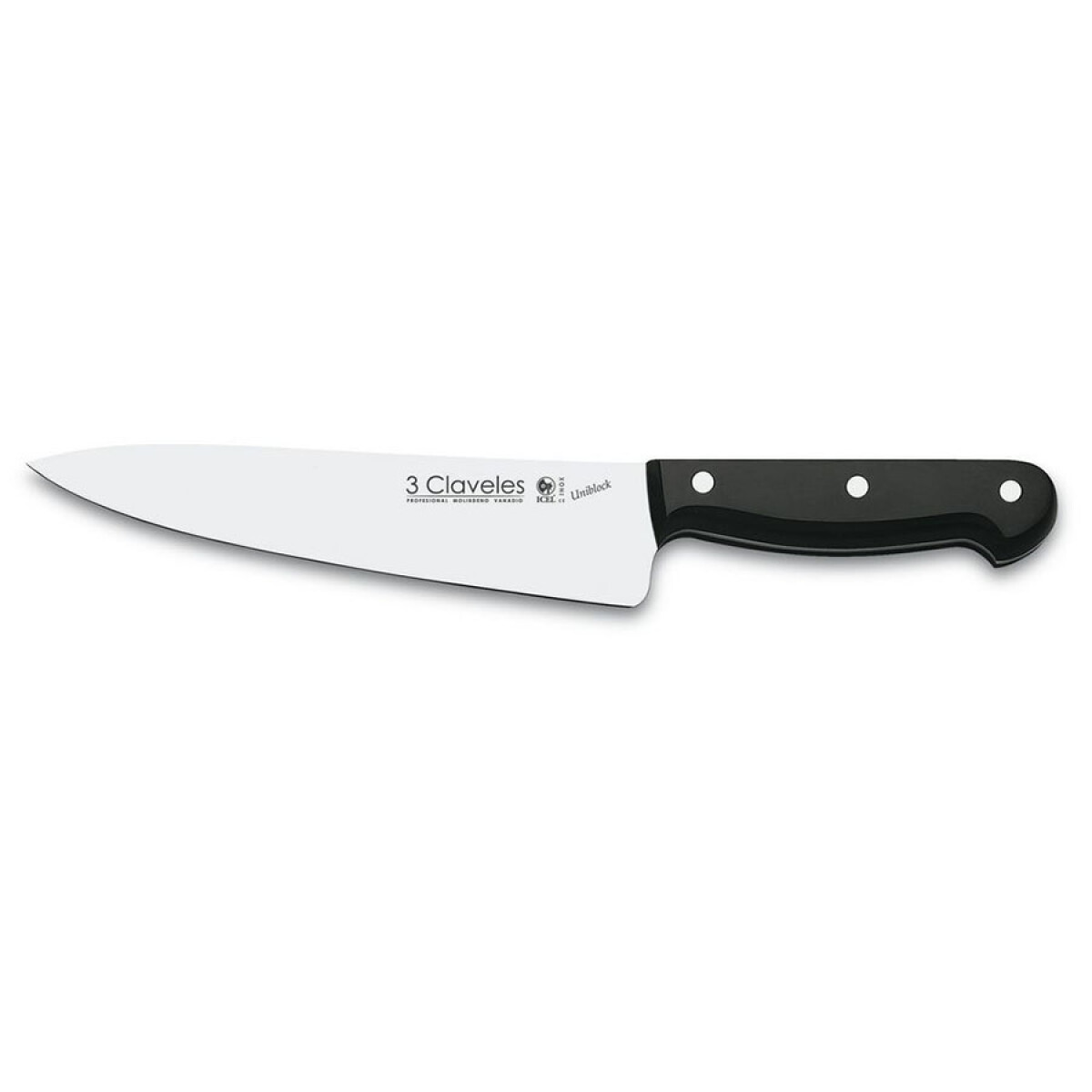 CUCHILLO CHEF 20CM AC.IN. M/NGO UNIBLOCK 3CLAVELES 