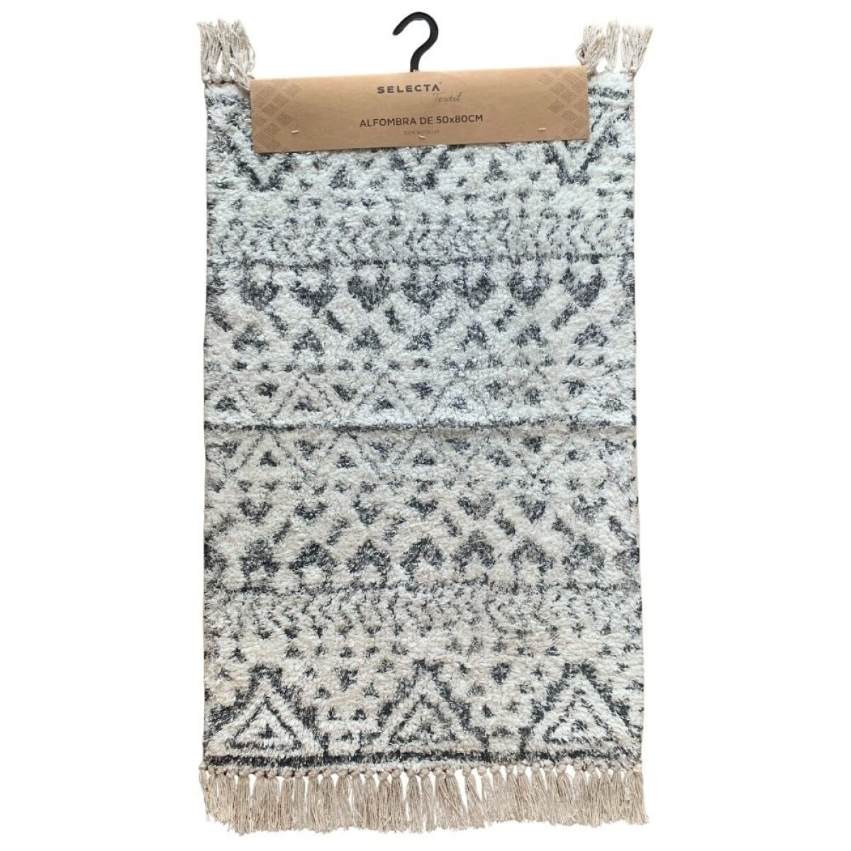 ALFOMBRA 50x80CM TRIANGULOS TRIBAL BLANCO Y NEGRO 