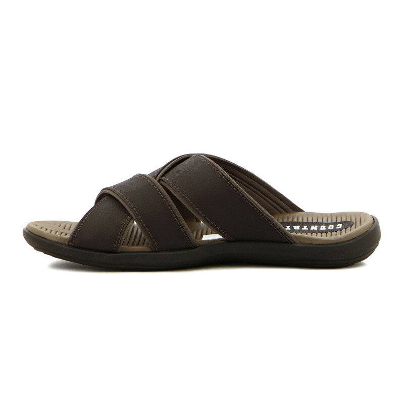 Country Sandalia Hombre Tiras Cruzadas Cafe