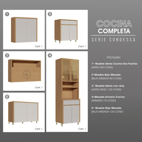 JUEGO MODULAR PARA COCINA INCLUYE AEREOS BAJO MESADA Y TORRE GAMAS DE BEIGE