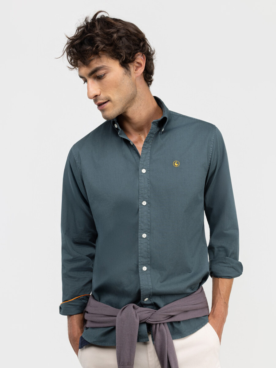 Camisa Garment Dyed El Ganso - Verde Oscuro 