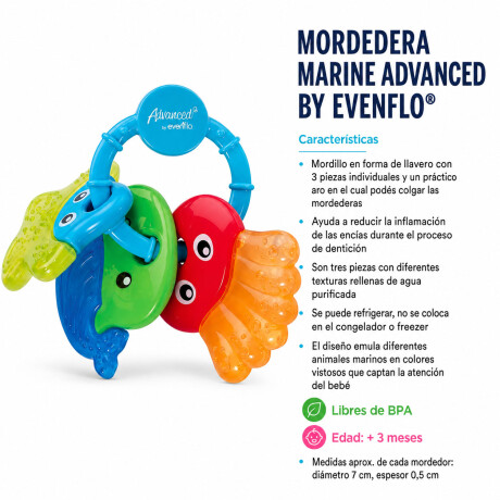 Mordillo Marine Evenflo Mordedor 3en1 Refrigerable para Bebé Azul