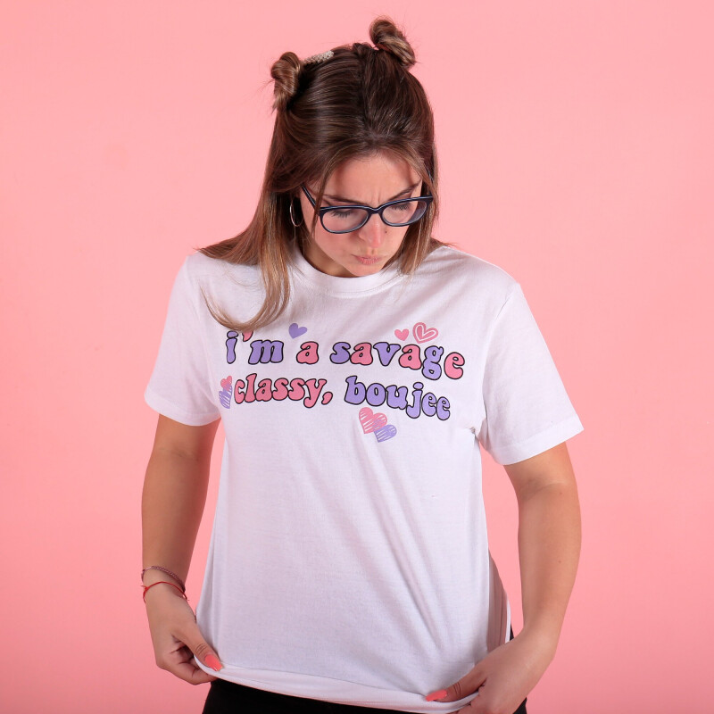 Remera de Mujer You are the tik to my tok I am a Savage PCaruso Blanco