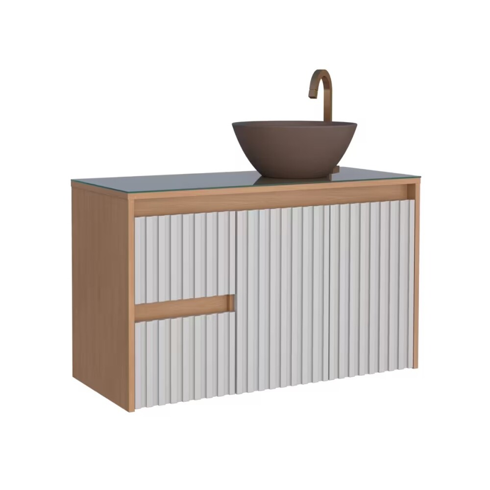 Mueble de baño suspendido Sakura Beige 90 cm sin bacha Mueble De Baño Suspendido Sakura Beige 90 Cm Sin Bacha