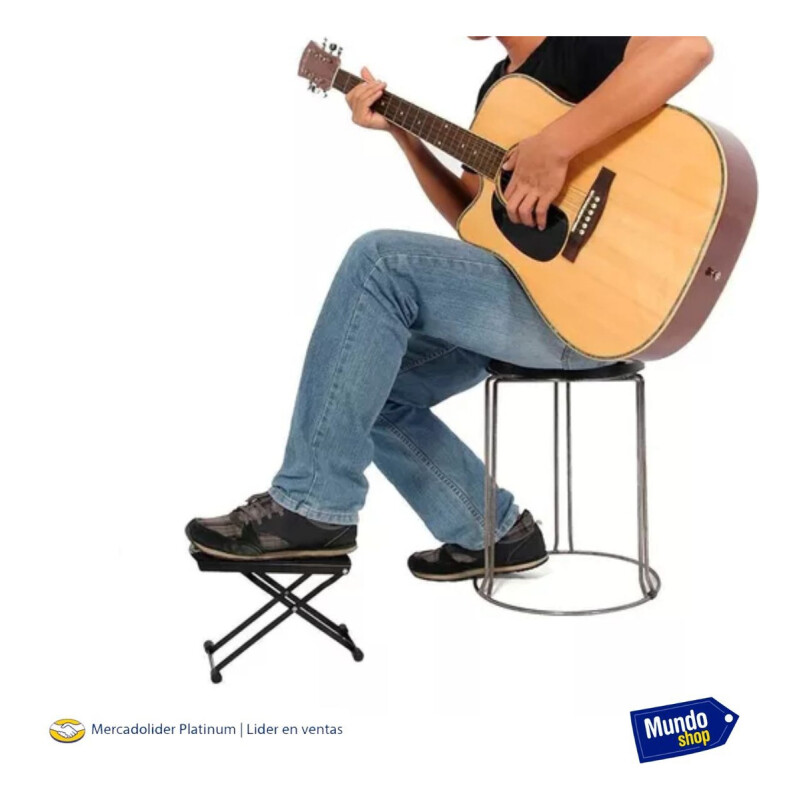 Banquito Banco Apoya Pie Para Guitarra Metalico Musica Negro