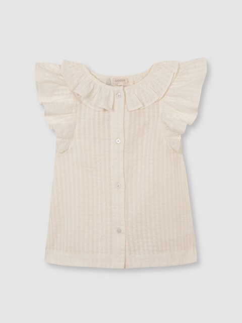 Camisa Con Cuello Y Manga Corta Con Caida Piedra