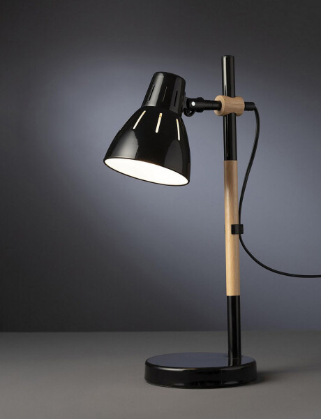 Lámpara de escritorio Philis en metal y madera hasta 40W Negra