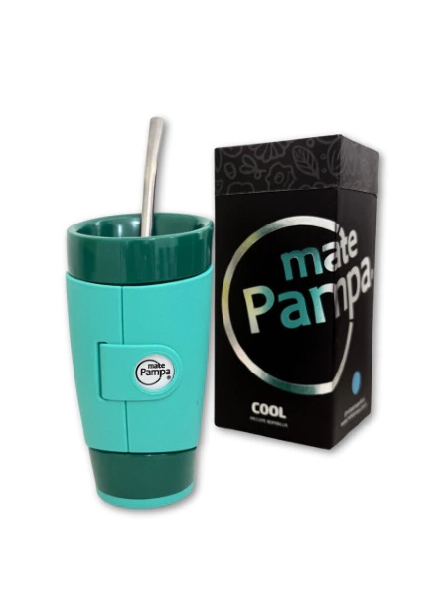 MATE PAMPA GUAMPA CON BOMBILLA - BOMBILLA TURQUESA C/VERDE 