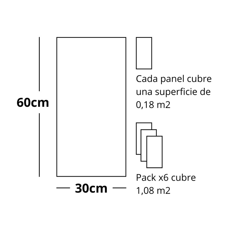 Set x6 placas autoadhesivas 30cm x 60cm x 2.2mm NEGRO VETEADO