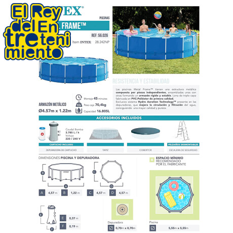 Piscina Intex Estructural 16805 L 457x122cm + Bomba - OUTLET Piscina Intex Estructural 16805 L 457x122cm + Bomba - OUTLET