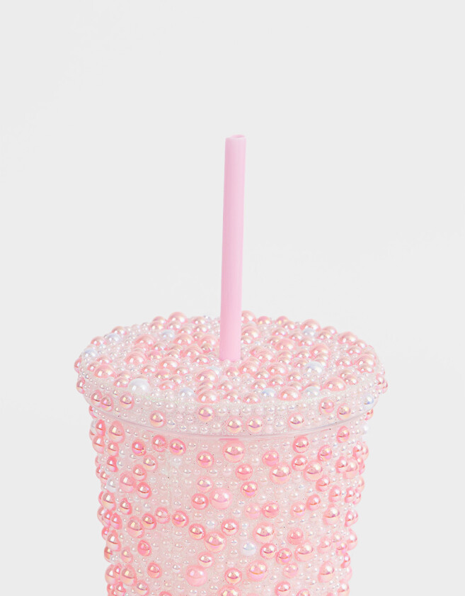Accesorios Cocina Vaso Con Perlas - Rosa Claro