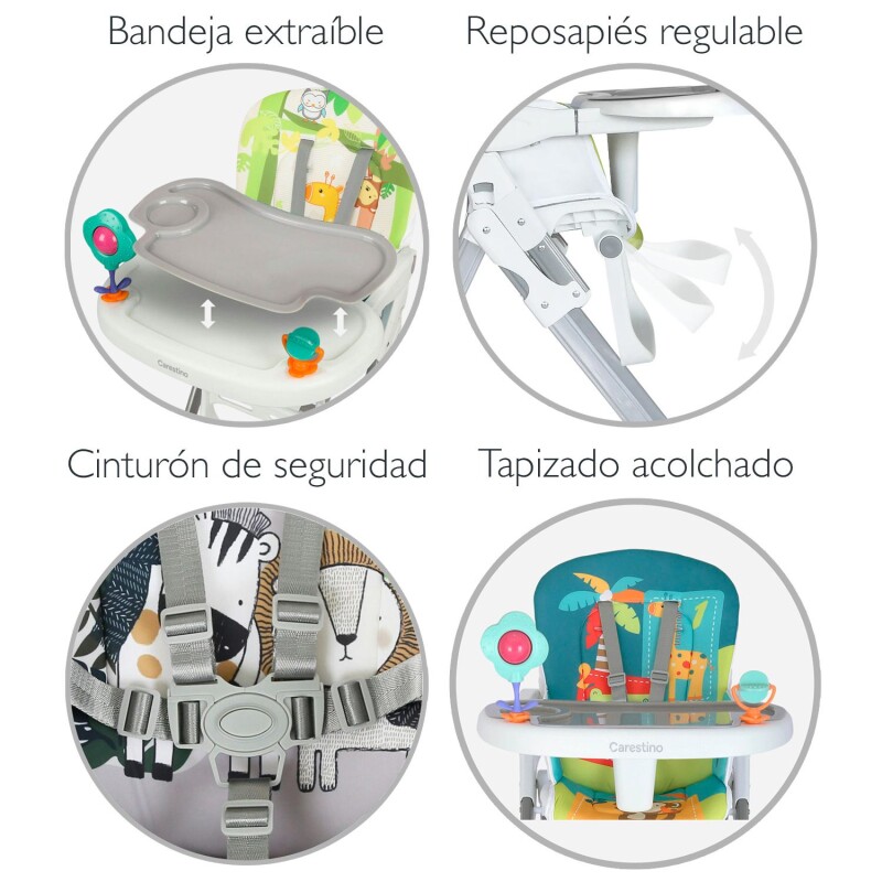 Silla de Bebe para Comer Carestino Río Ajustable Azul