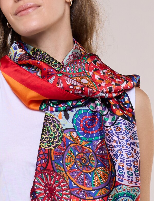 Pashmina De Satén Estampada ANARANJADO/MULTI