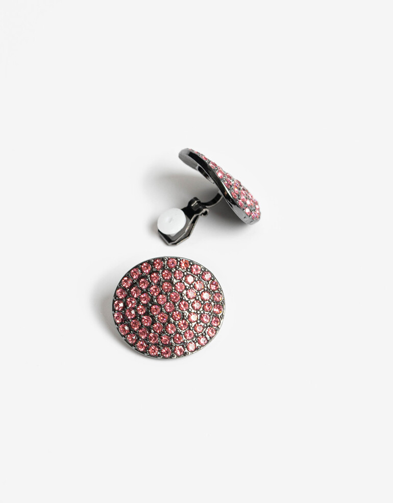 Aros Clips Strass Aros Clip Circulares Strass - Negro