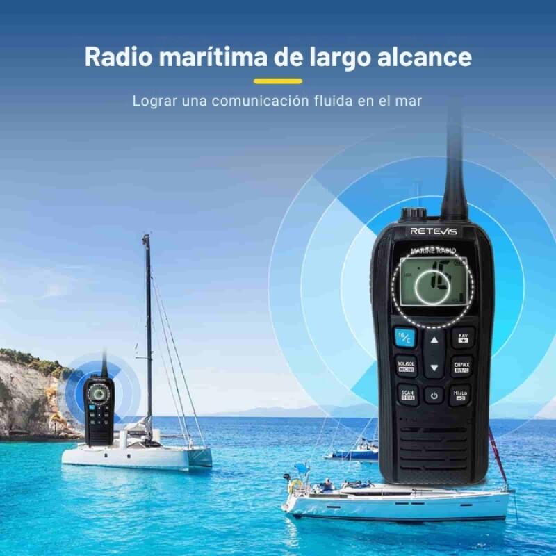 Radio Marino VHF Retevis RM22 6W IP67 Flotante NOAA 88 Canales Radio Marino VHF Retevis RM22 6W IP67 Flotante NOAA 88 Canales
