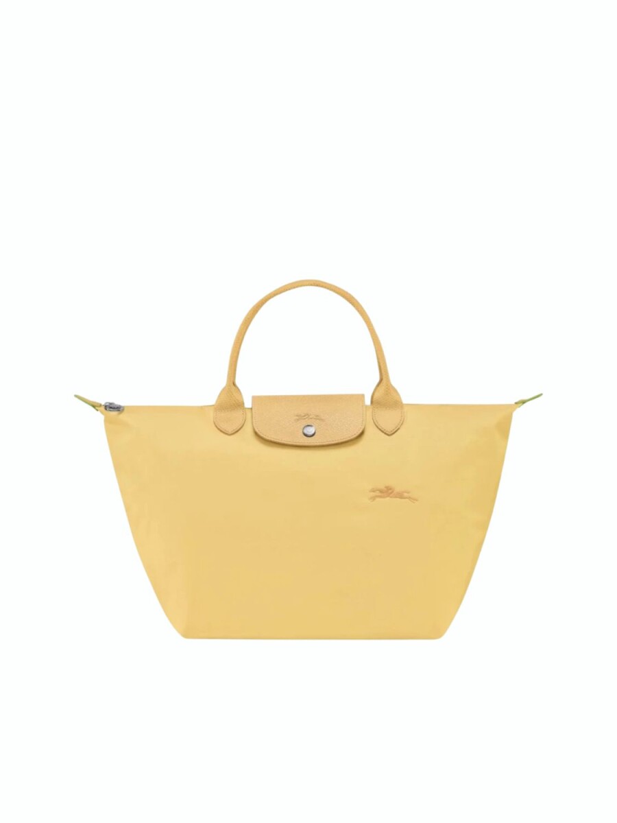 Longchamp -Cartera Longchamp plegable de nylon con cierre y asa corta, Le pliage green M 