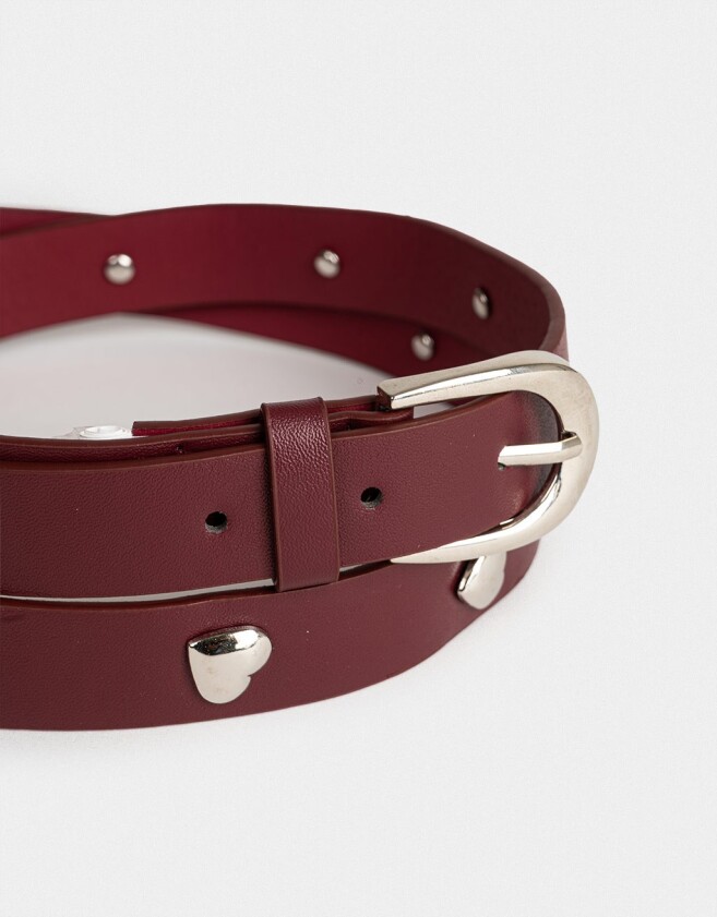 Cinturones y Fajas Cinturón Con Tachas Corazón - Rojo Burdeaux
