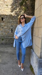 Máxi Camisa Diadema Celeste