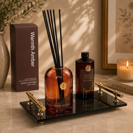Aromatizador De Vidrio Ambiente Con Varillas 500ML - WARMTH AMBER Aromatizador De Vidrio Ambiente Con Varillas 500ML - WARMTH AMBER
