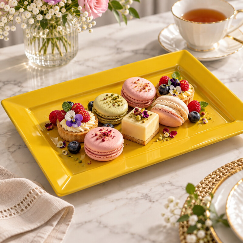 Bandeja Rectangular de Porcelana Oxford Amarilla 30 x 20 cm Bandeja Rectangular de Porcelana Oxford Amarilla 30 x 20 cm