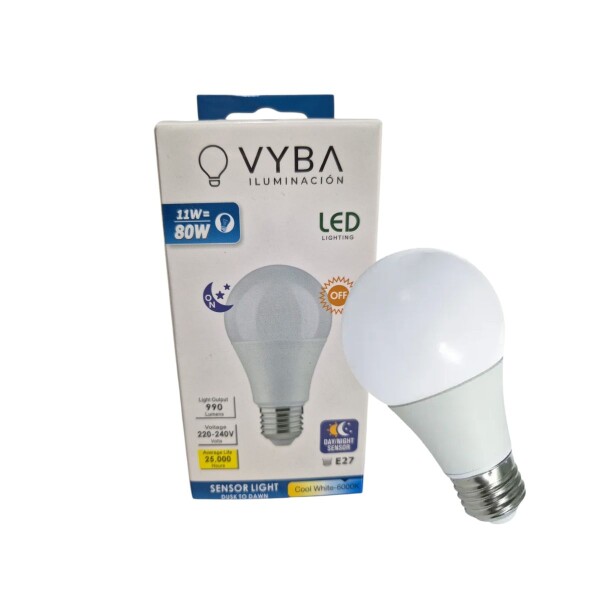 LAMPARA LED A60 E27 11W LUZ FRIA CON FOTOCELULA VYBA Lampara Led A60 E27 11w Luz Fria Con Fotocelula Vyba