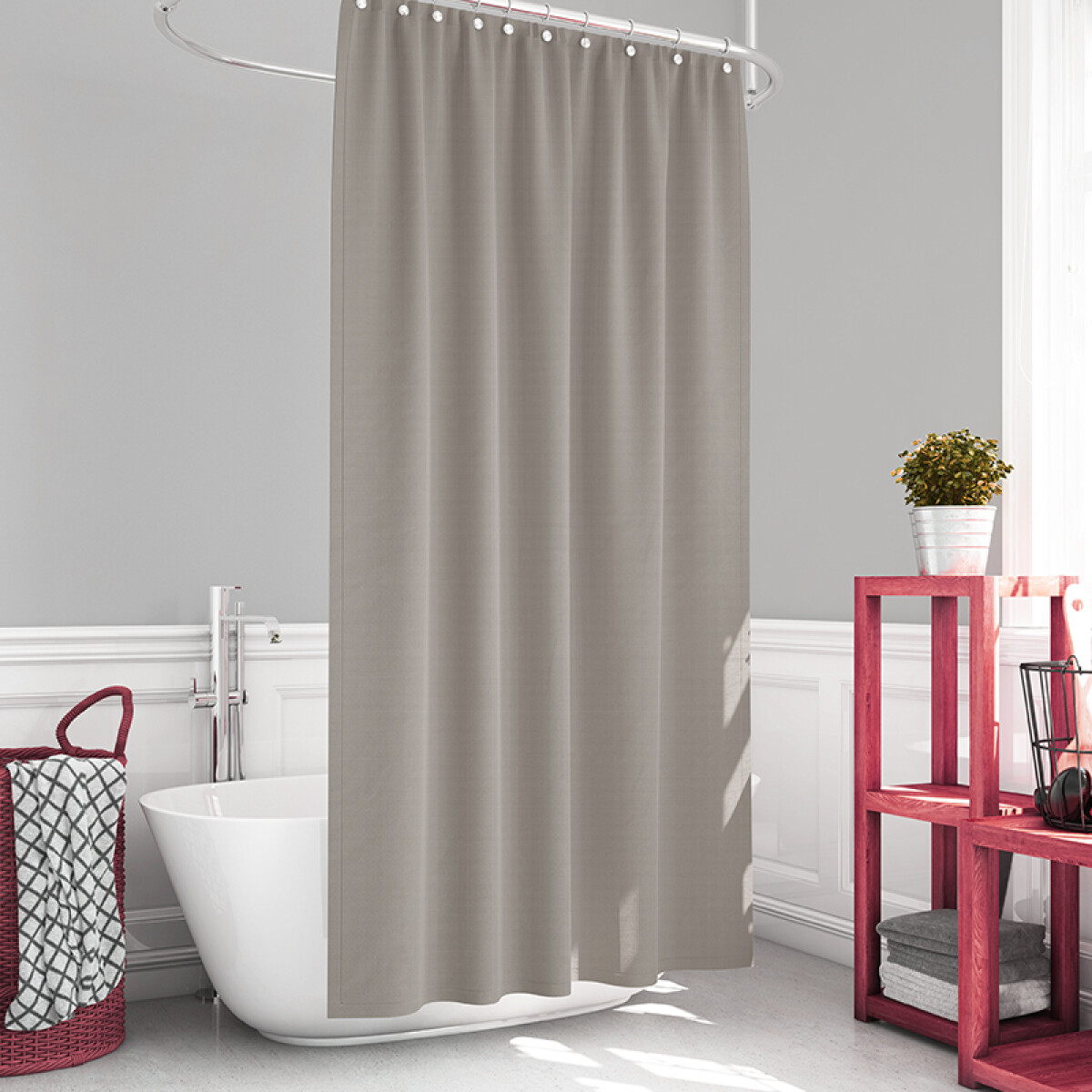Cortina de Baño Home Class Dobby con Argollas 180 x 180 cm - BEIGE 