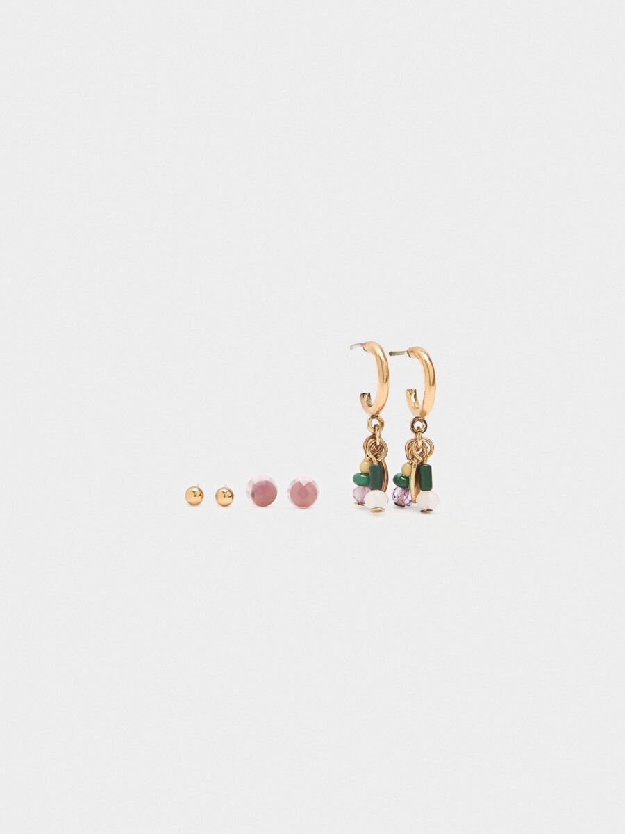 Set De Pendientes Con Piedras multicolor