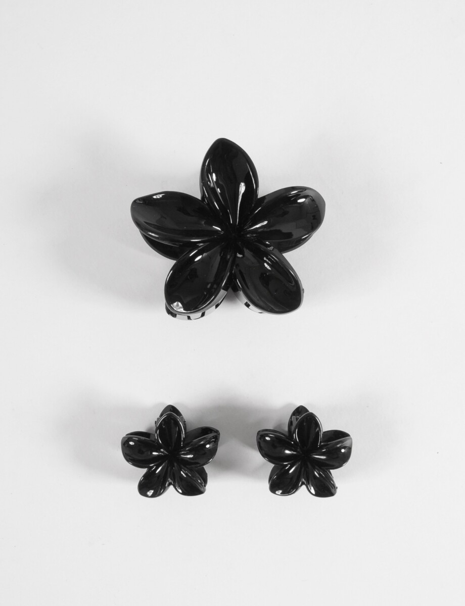 Set de 3 piezas broches hibisco - negro 