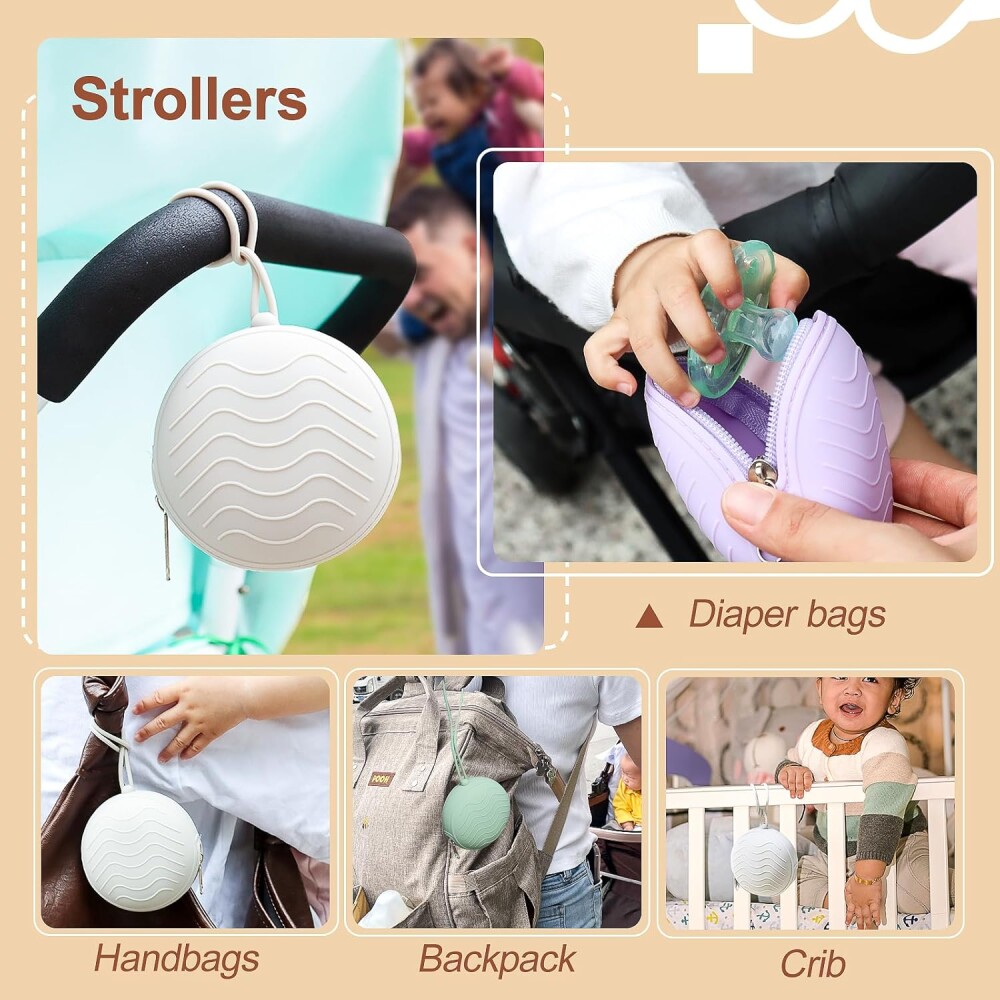 Porta chupete pod de Silicona con cierre beige