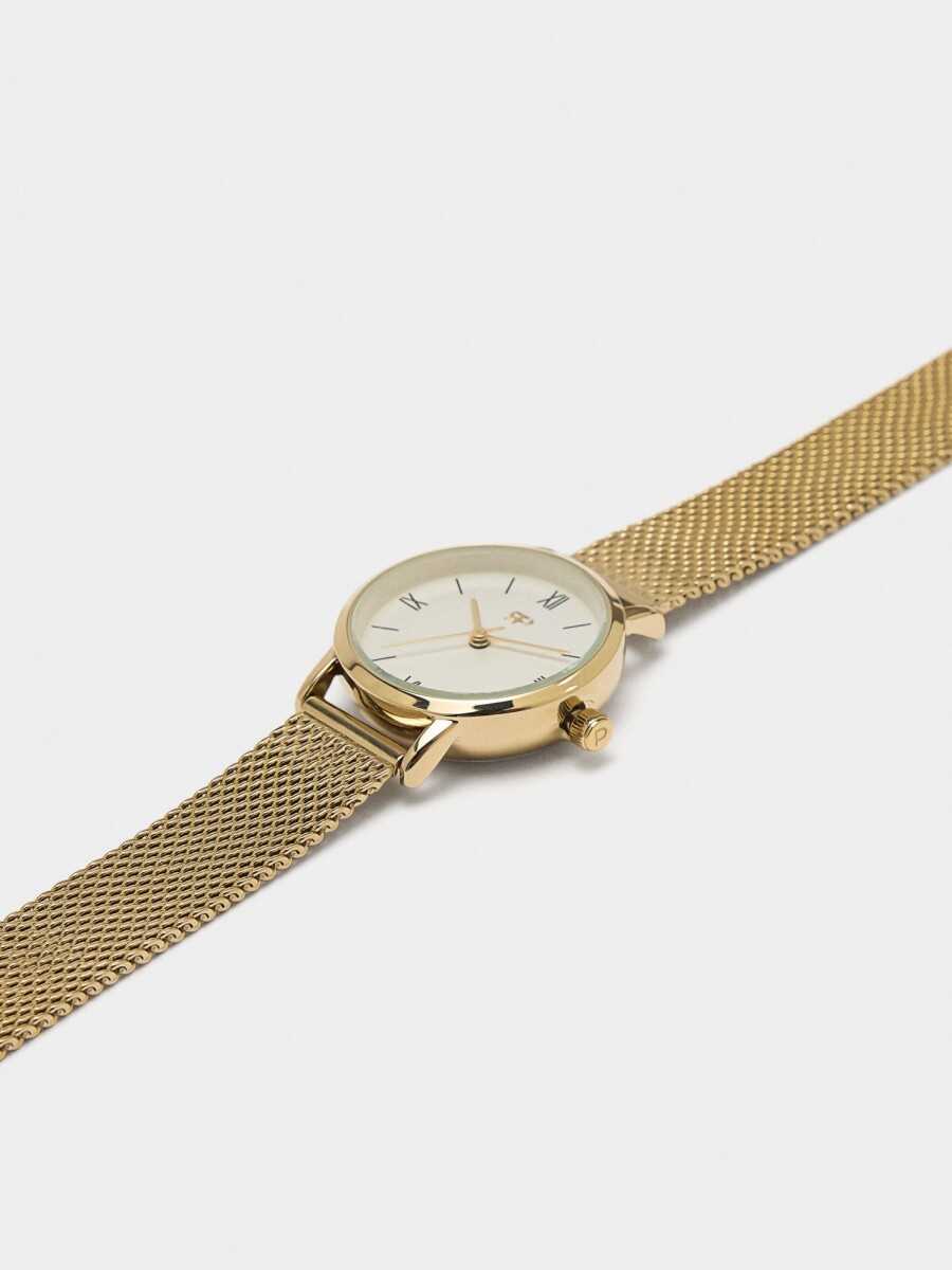 Reloj Pulsera De Malla Metálica De Acero dorado