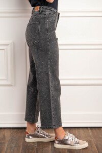 Jean Recto Apliques Negro