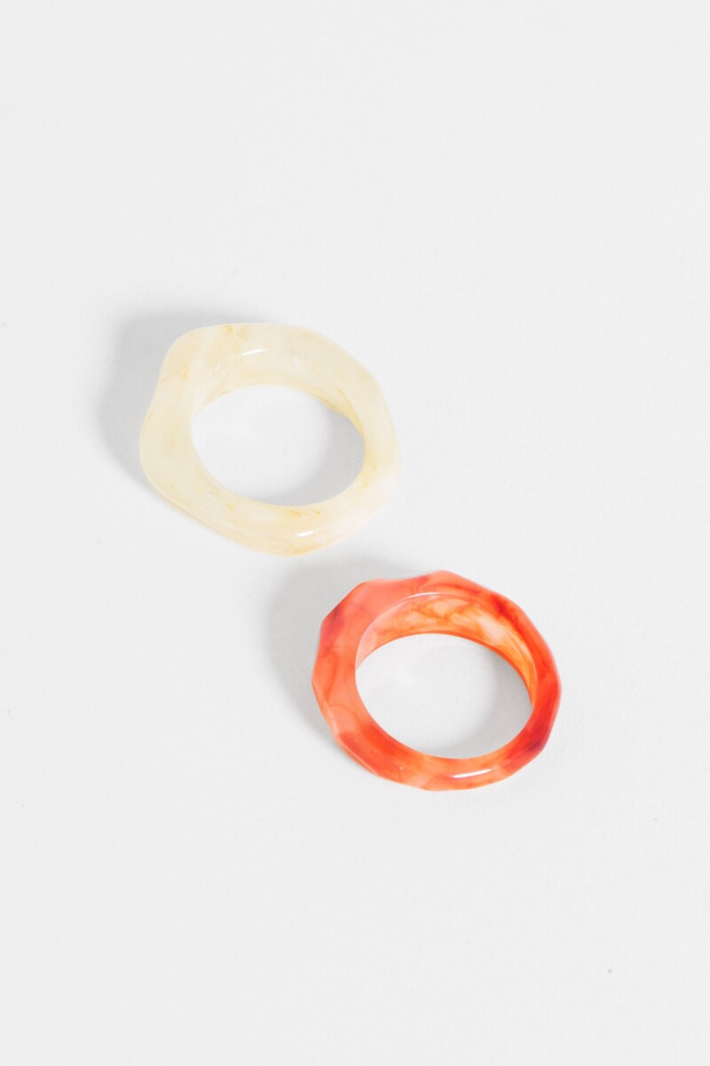 Set de dos anillo irregular multicolor