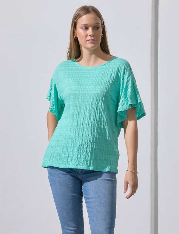 Blusa Punto Smocked VERDE AGUA